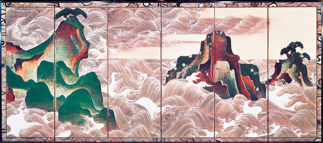 Fale w Matsushima, ekran z sześcioma panelami autorstwa Korina Ogaty (1658-1716) autorstwa Ogata Korin