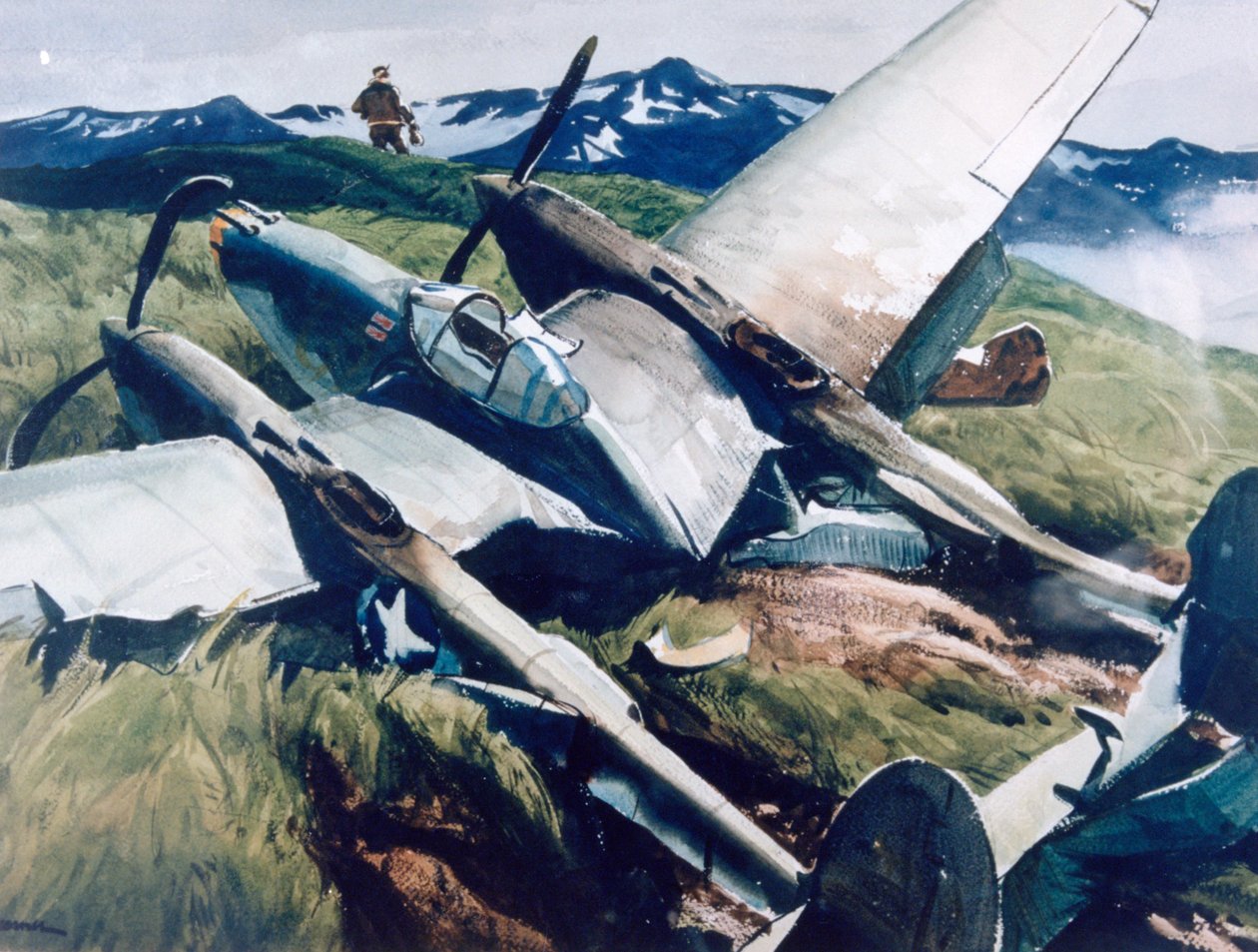 „Crash Landing, Aleutians”, 1943 autorstwa Ogden Minton Pleissner