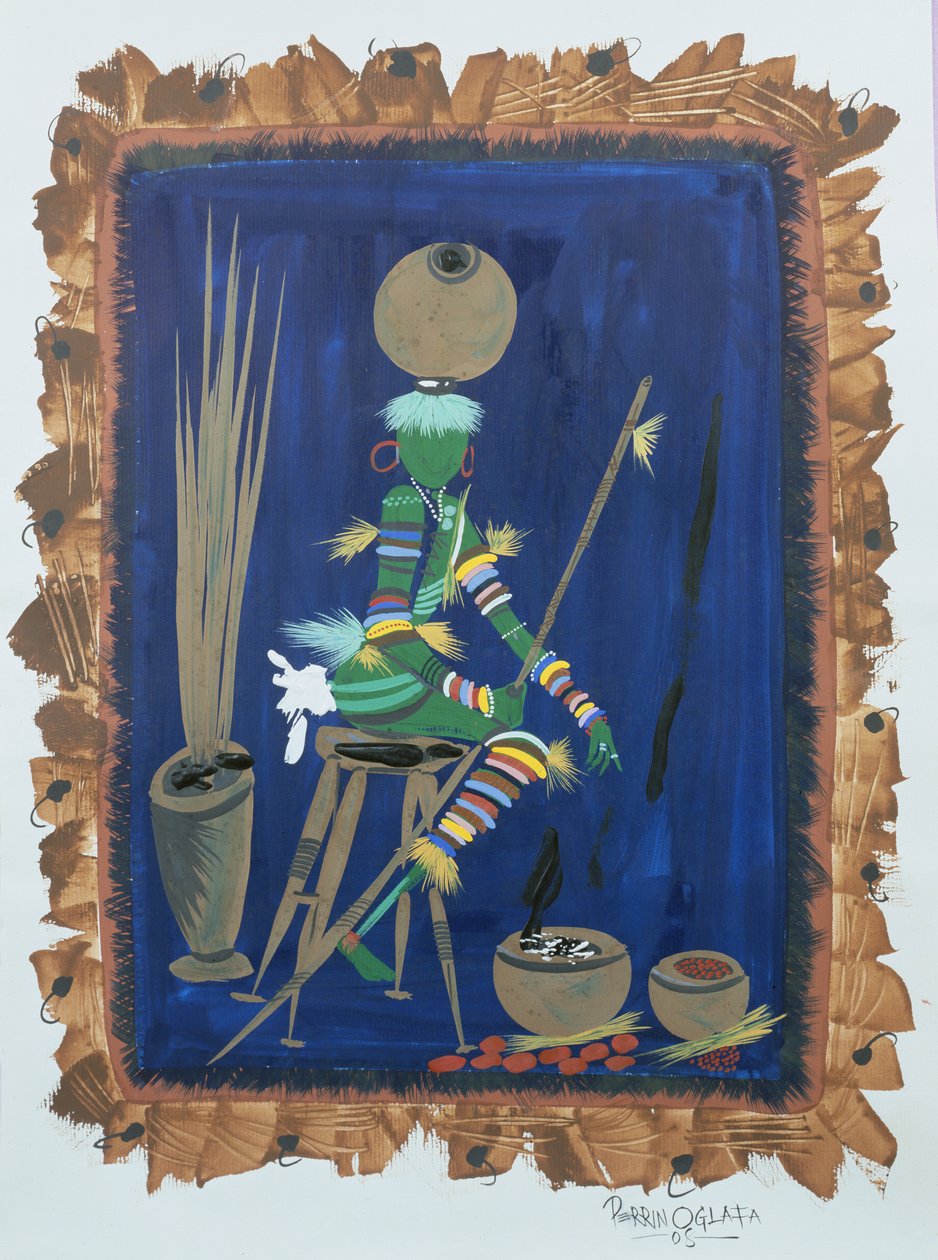 Attired Trader, 2008 (akryl i gwasz na papierze) autorstwa Oglafa Ebitari Perrin