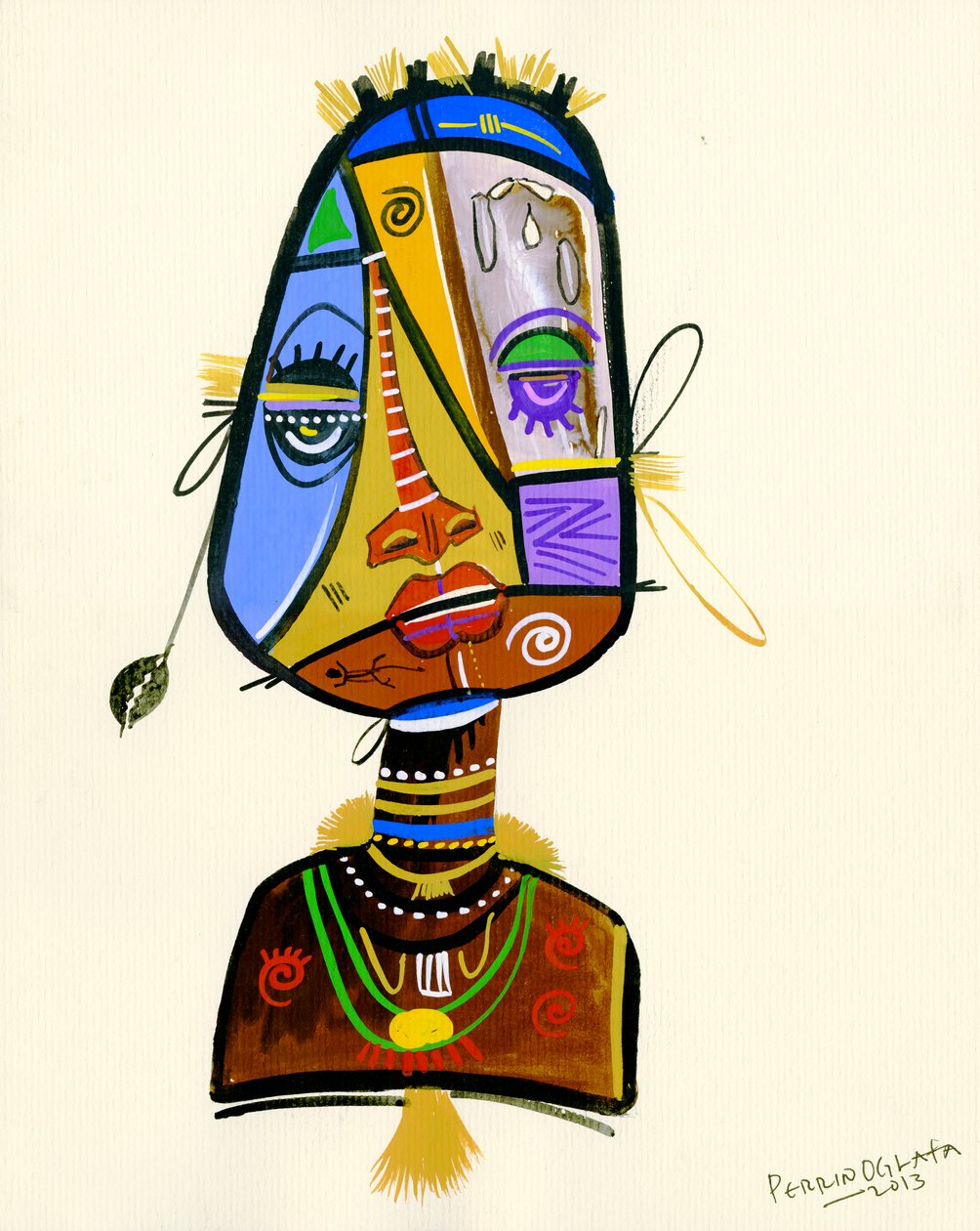Beauty Beneath 2, 2013 (media mieszane na papierze) autorstwa Oglafa Ebitari Perrin