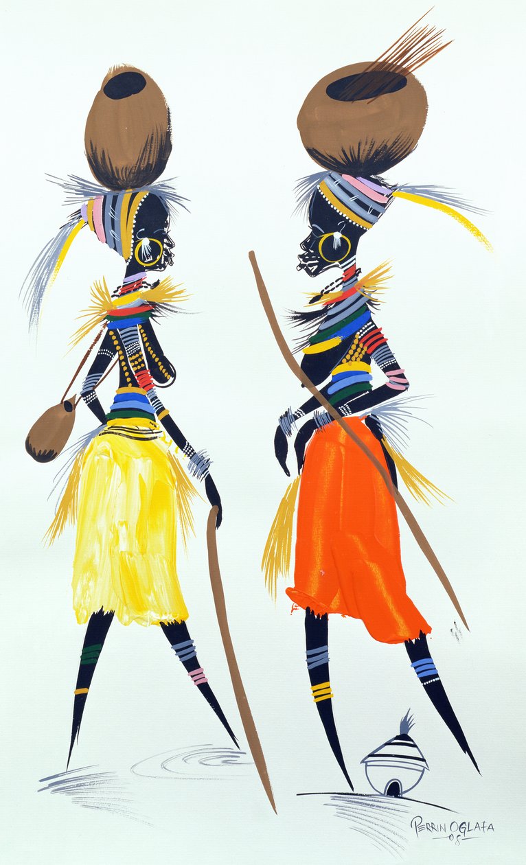 Black Models, 2008 (akryl i gwasz na papierze) autorstwa Oglafa Ebitari Perrin