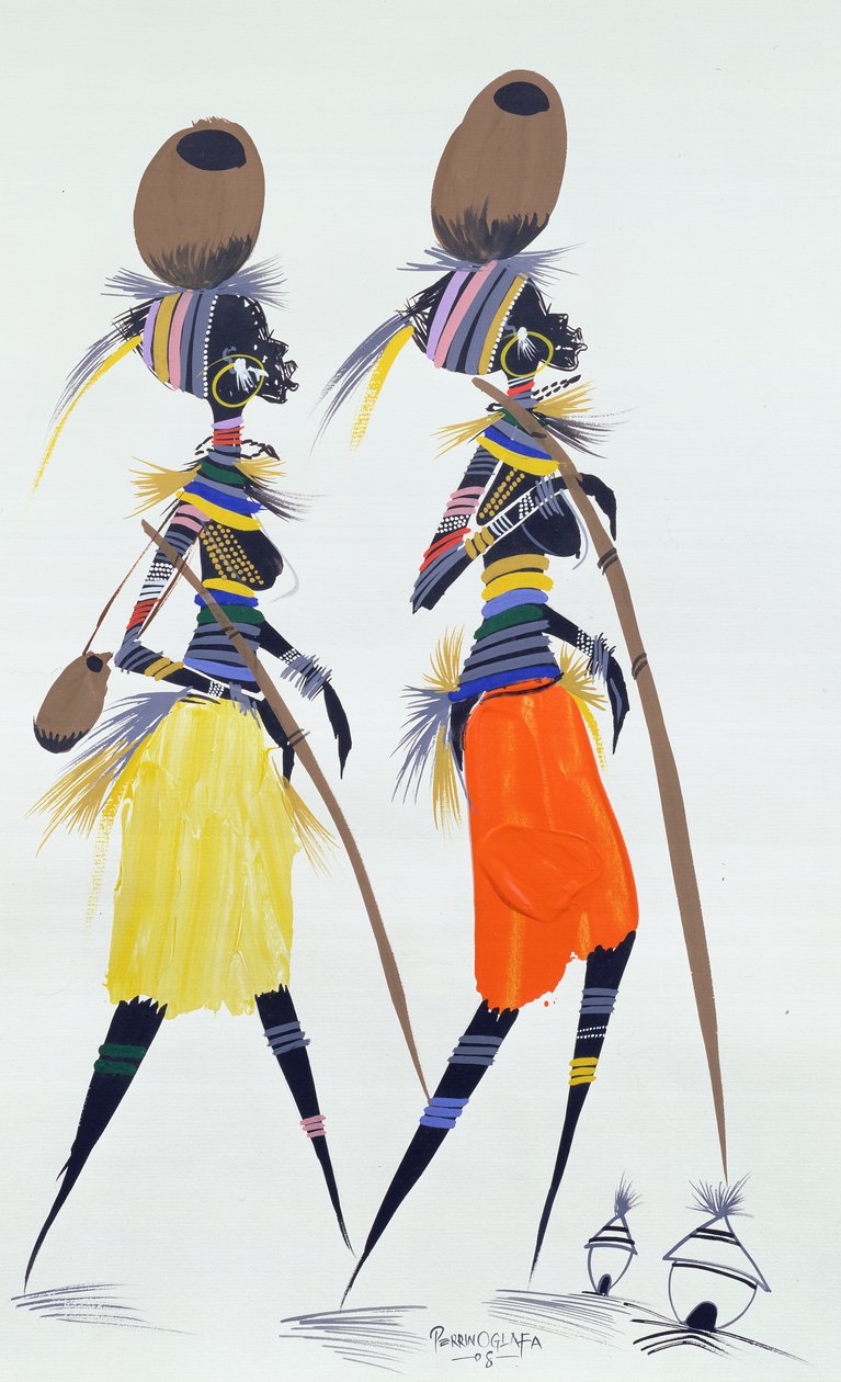 Black Models, 2008 (akryl i gwasz na papierze) autorstwa Oglafa Ebitari Perrin