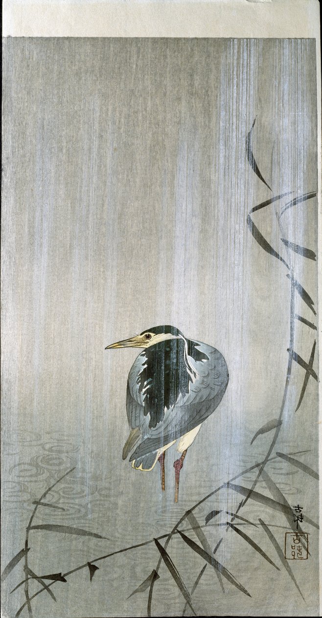 Ptak w deszczu, 1907 autorstwa Ohara Koson