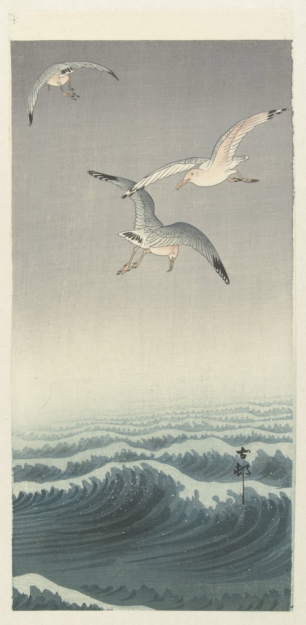 Trzy mewy autorstwa Ohara Koson