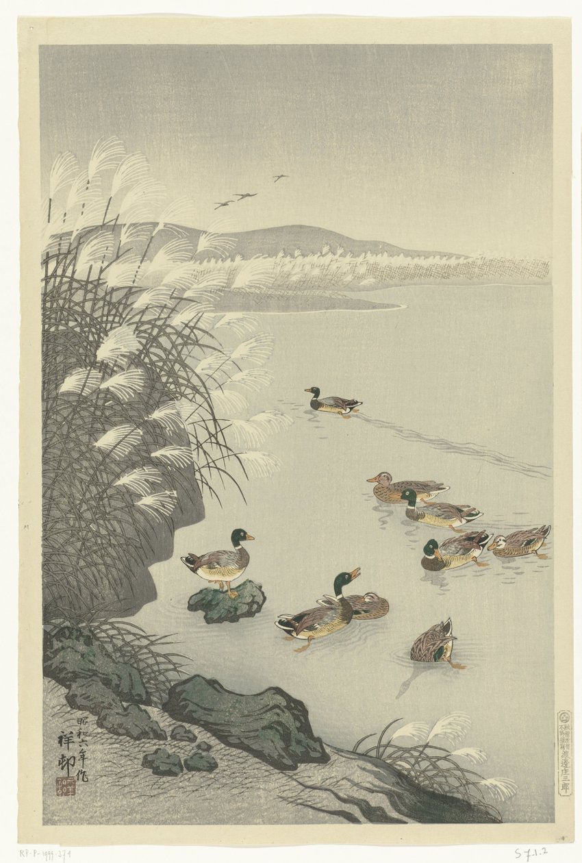 Kaczki w wodzie autorstwa Ohara Koson