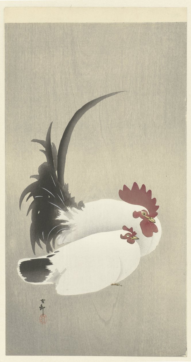 kogut i kura autorstwa Ohara Koson