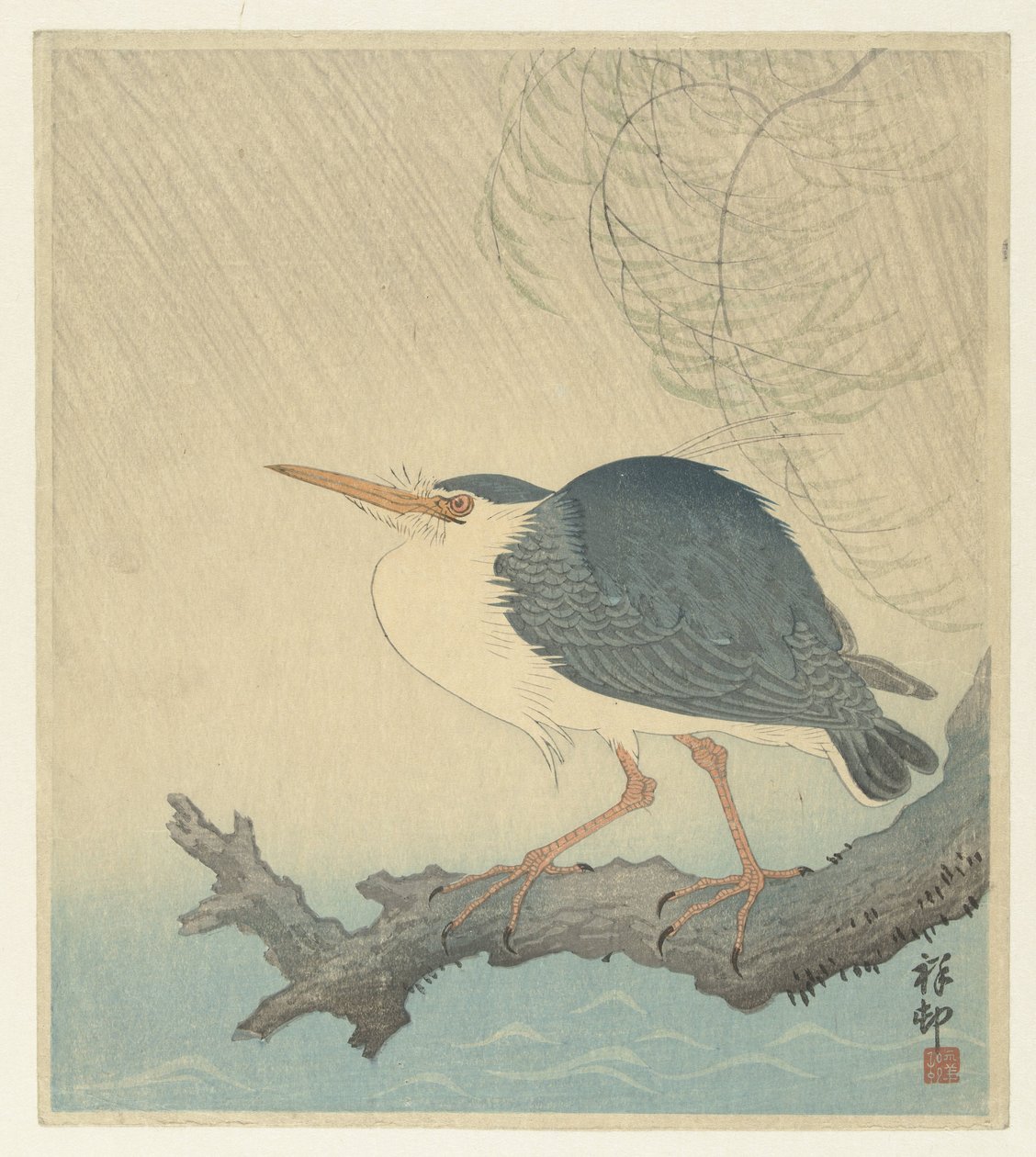 Kwak na pniu drzewa autorstwa Ohara Koson