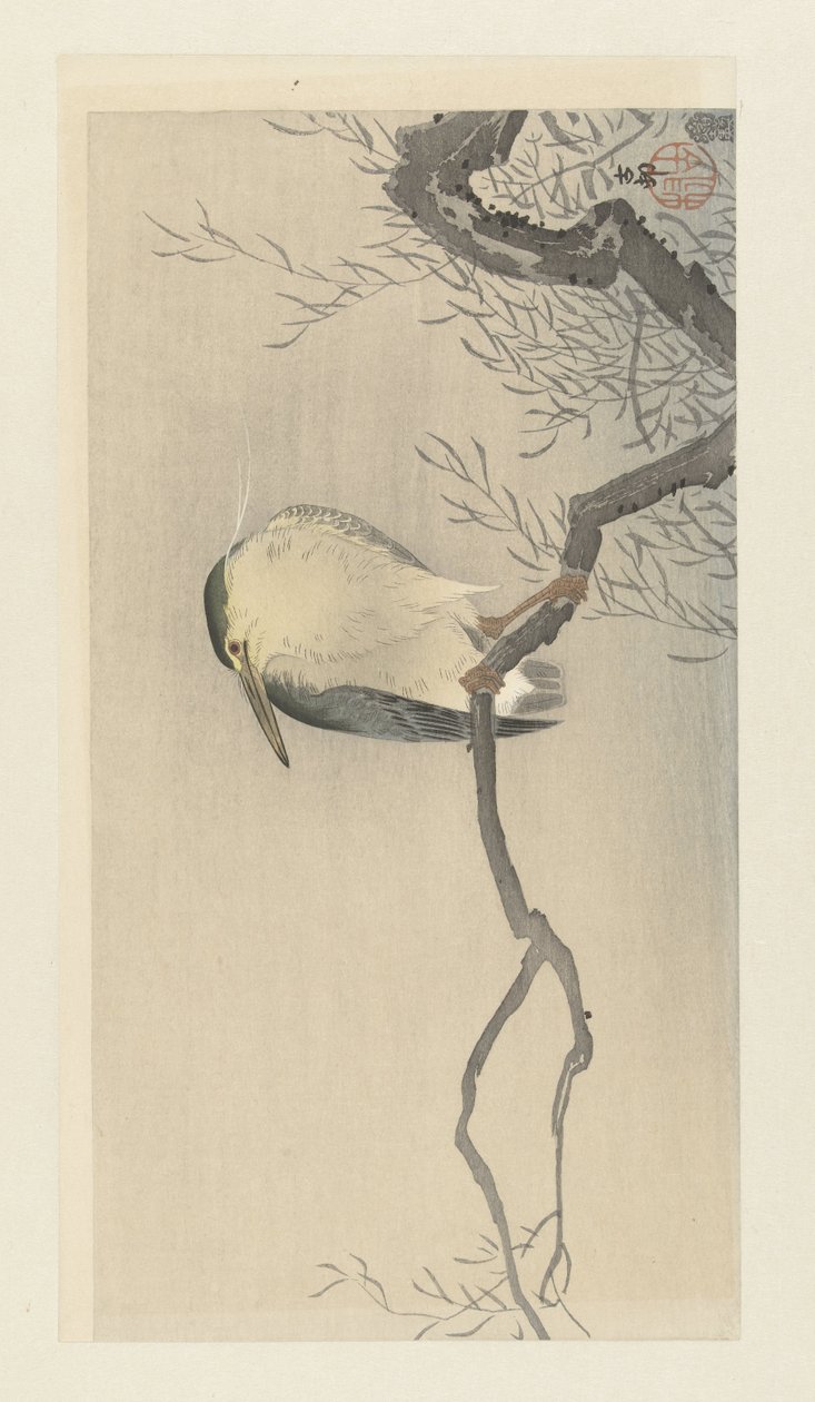 Kwak na kapryśnej gałęzi. autorstwa Ohara Koson