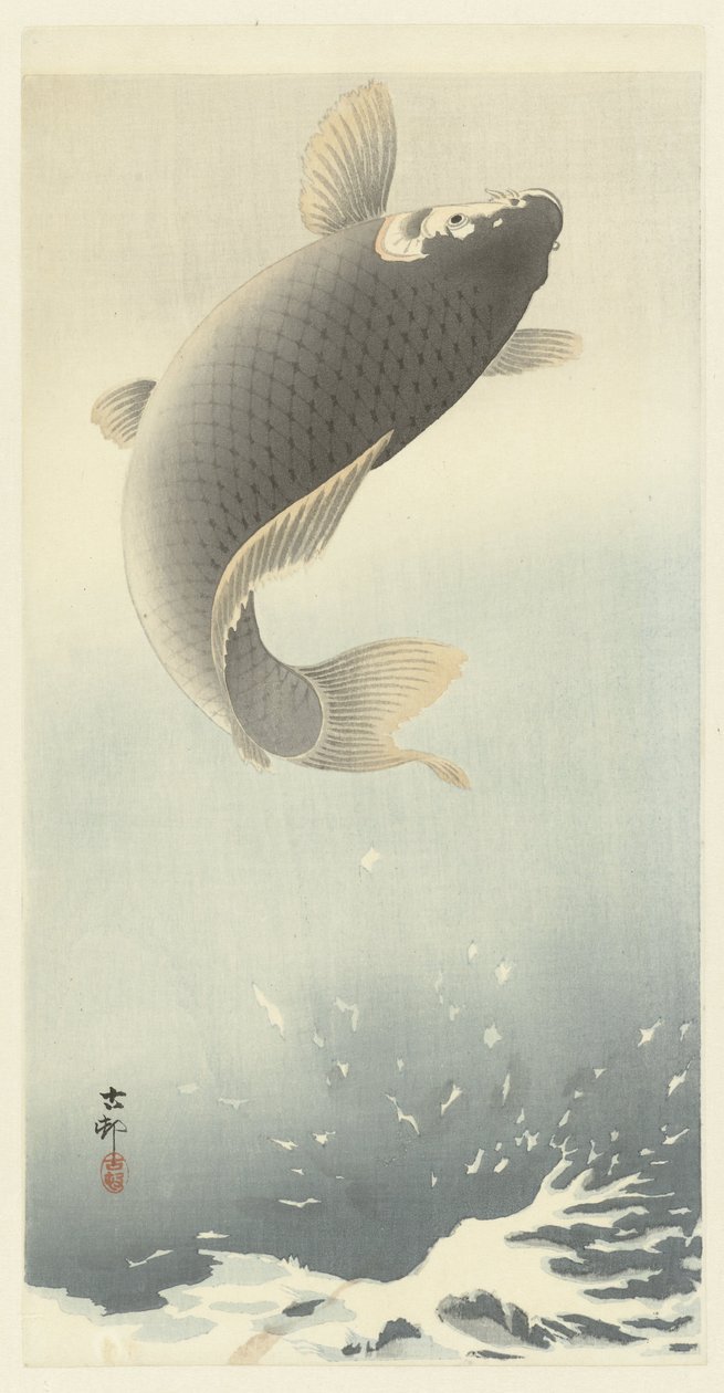 skaczący karp autorstwa Ohara Koson