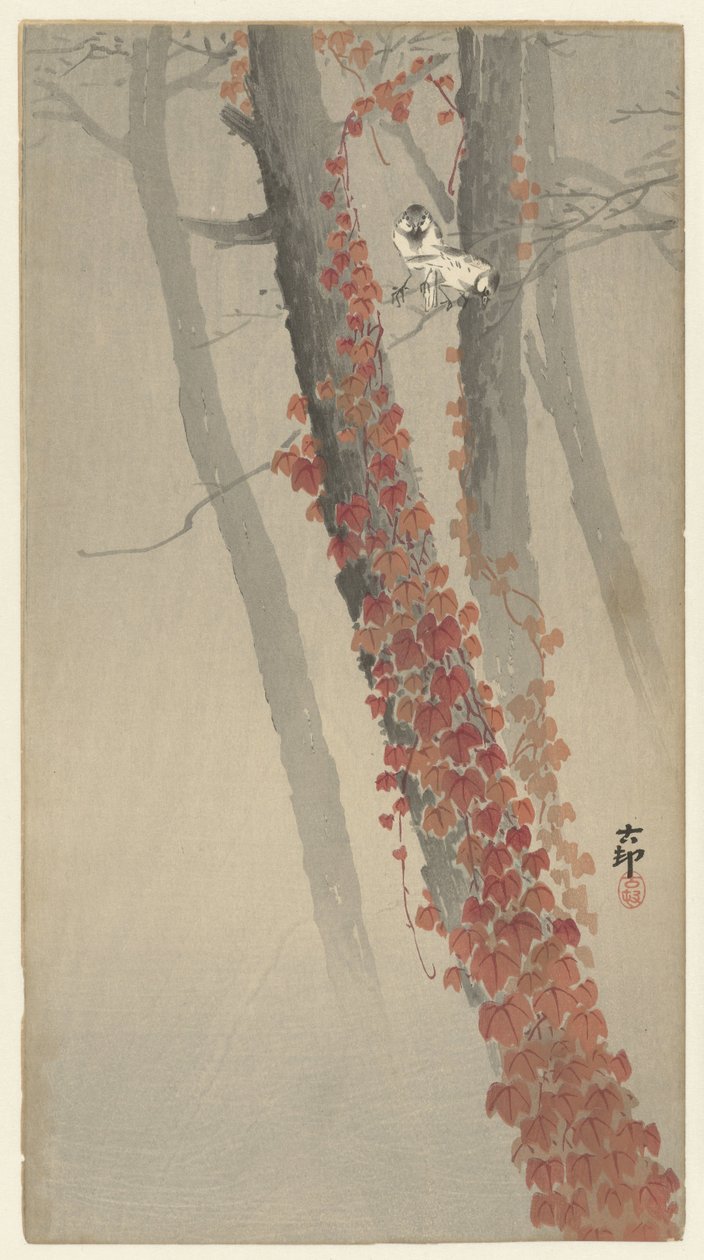 czerwony bluszcz autorstwa Ohara Koson