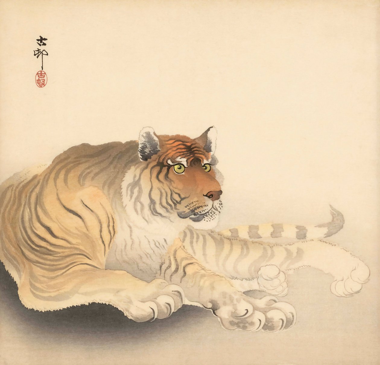 Tygrys, XX wiek (druk japoński) autorstwa Ohara Koson