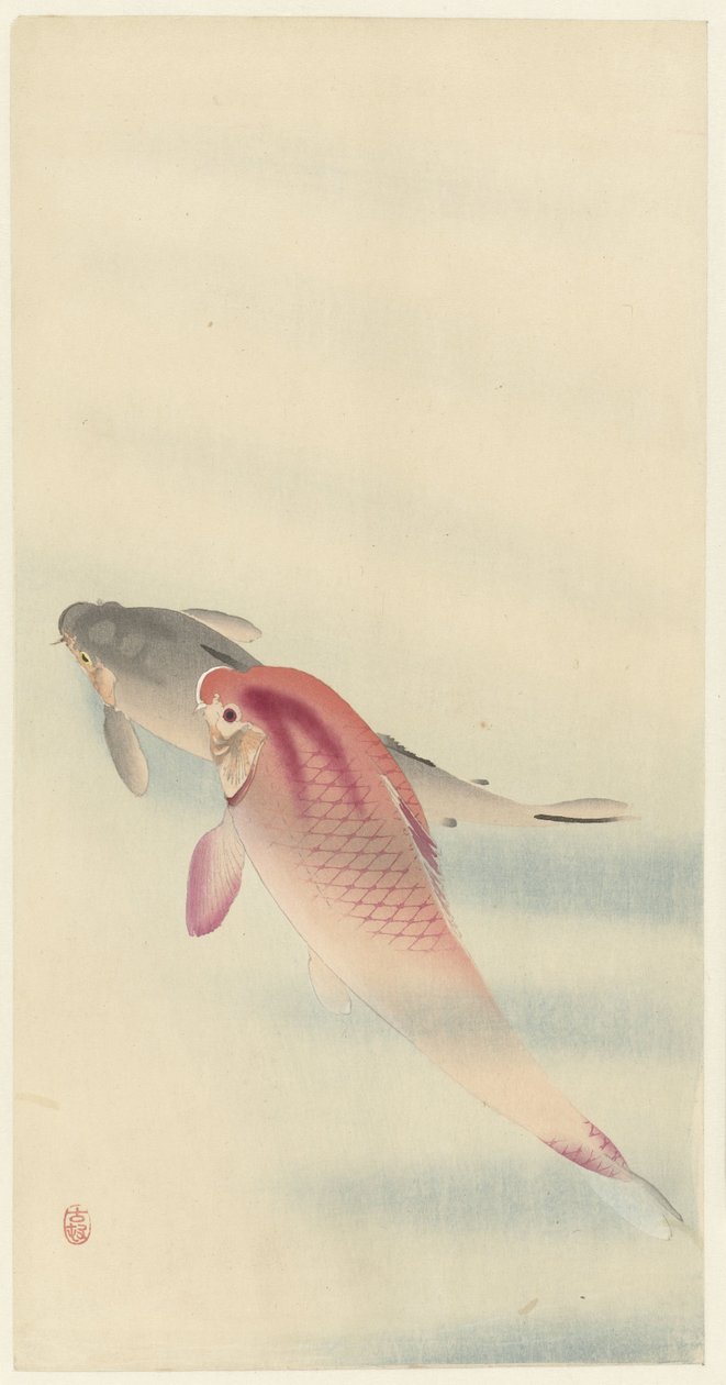 Dwa karpie autorstwa Ohara Koson