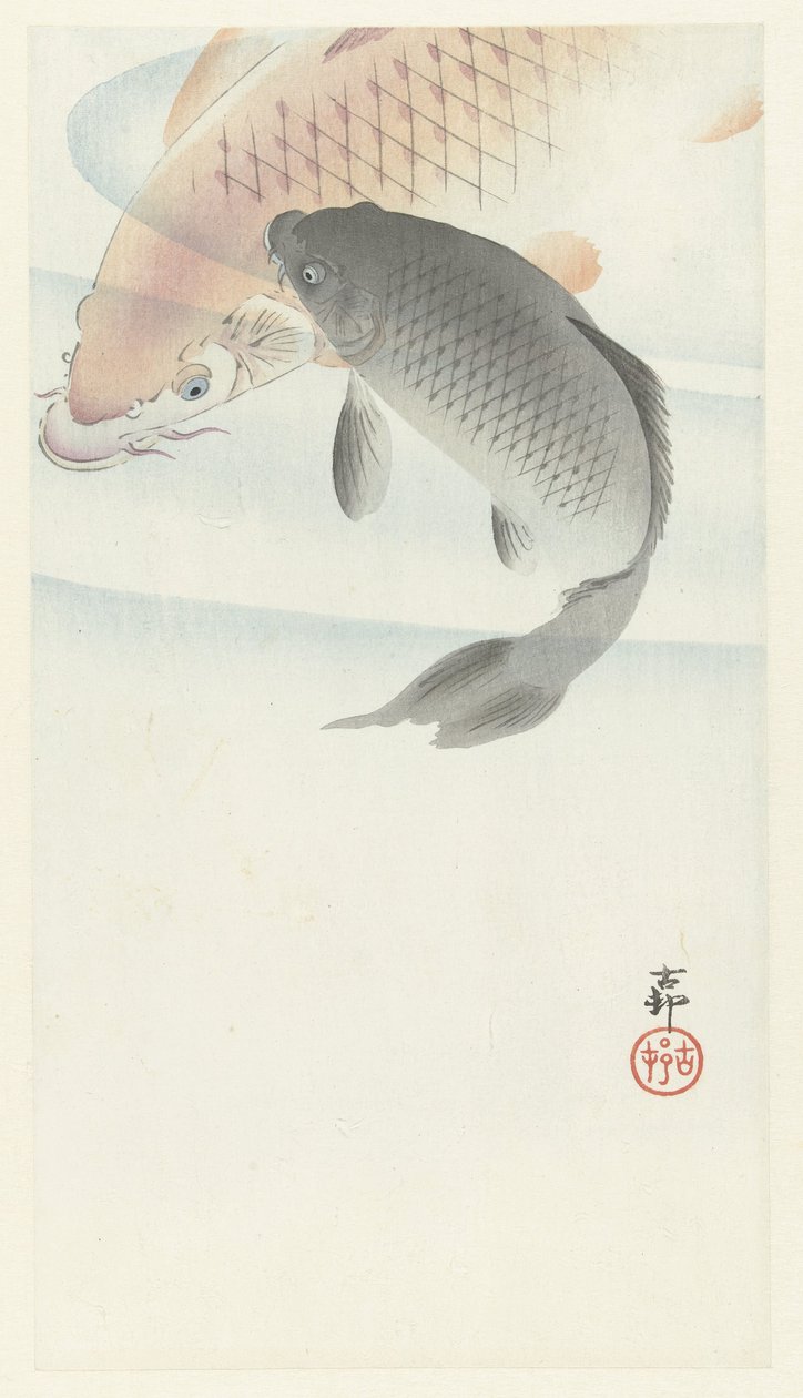 Dwa karpie autorstwa Ohara Koson