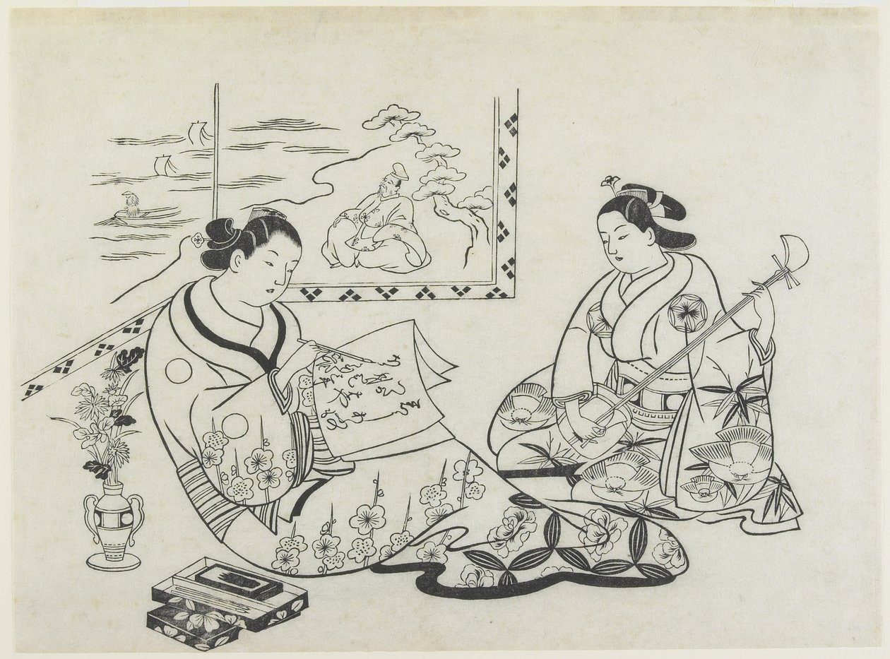 (Wyobraź sobie f Matsukaze plan d Murasame), c. 1704-1706 autorstwa Okumura Masanobu