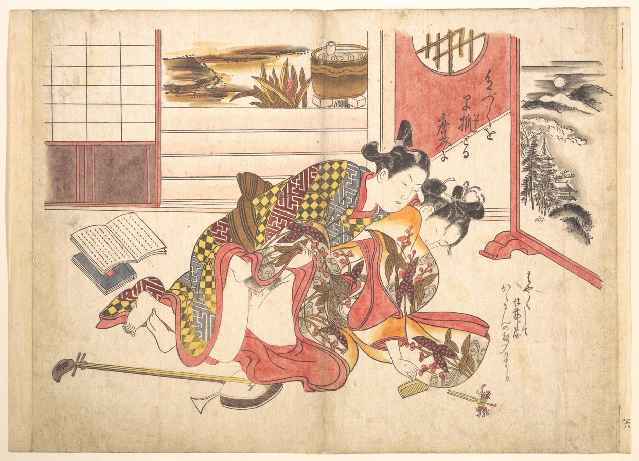 Scena w sypialni autorstwa Okumura Masanobu