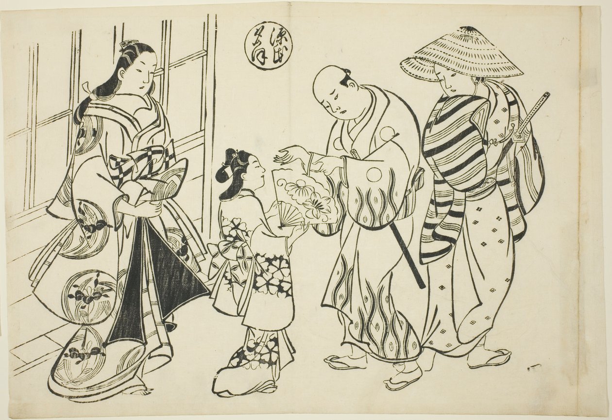 Rozdział Yugao z „The Tale of Genji” (Genji Yugao), z serii parodii Genji autorstwa Okumura Masanobu
