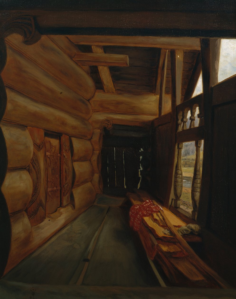 Setesdal Interior (olej na płótnie) autorstwa Olaf Isaachsen