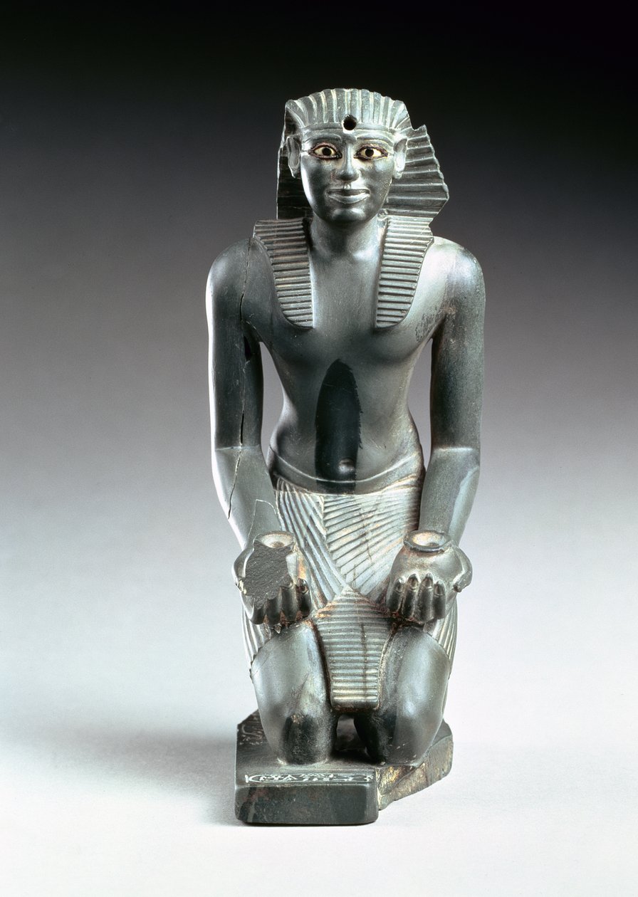 Figura klęcząca Pepi I (2289-2255 pne) (zielony łupek) autorstwa Old Kingdom Egyptian