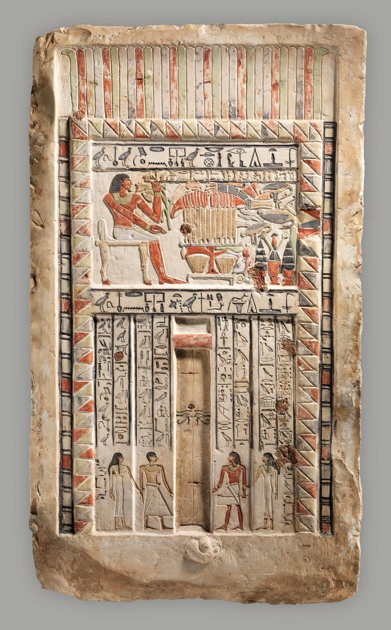 Fałszywe drzwi Royal Sealer Neferiu, c.2150-2010 pne (wapień, farba) autorstwa Old Kingdom Egyptian