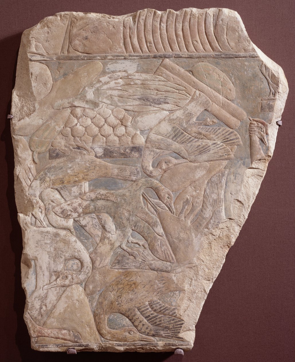 Płaskorzeźba przedstawiająca ofiary za zmarłych, 2450/2290 p.n.e. (malowany wapień) autorstwa Old Kingdom Egyptian
