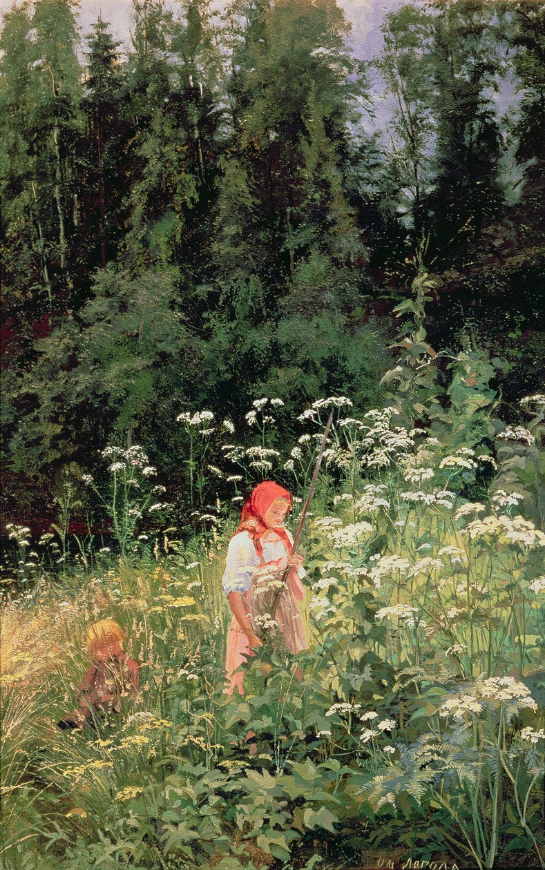 Dziewczyna wśród dzikich kwiatów, 1880 autorstwa Olga Antonova Lagoda Shishkina
