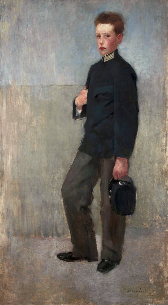 Portret chłopca w mundurku gimnazjalnym autorstwa Olga Boznanska