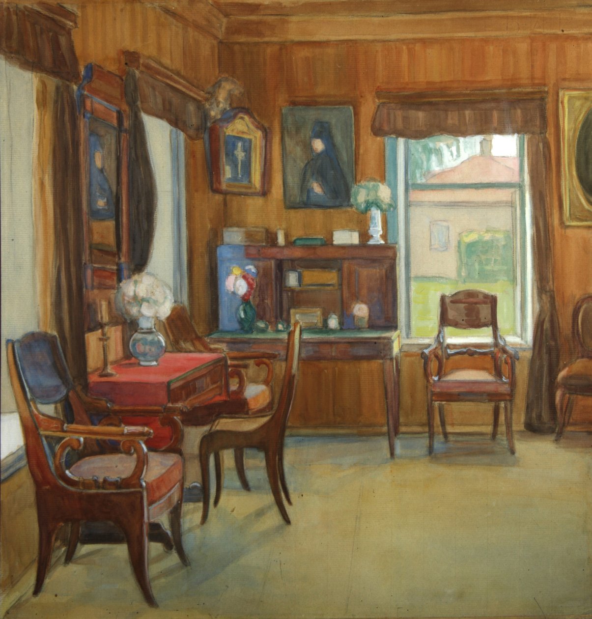 Wnętrze w domu we wsi Czegodajewo, lata 1900 autorstwa Olga Nikolayevna Korovina