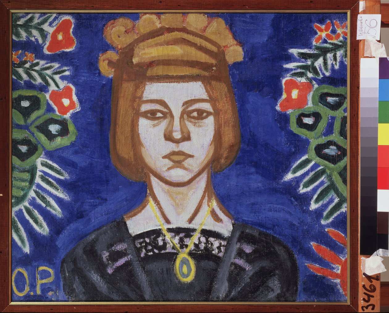 Autoportret. Obraz Olgi Władimirownej Rozanowej (1886-1918), olej na płótnie, ok. 1912 r. Sztuka rosyjska, XX w., awangarda. Państwowe Muzeum Sztuki, Iwanowo (Rosja). autorstwa Olga Wladimirowna  Rosanowa