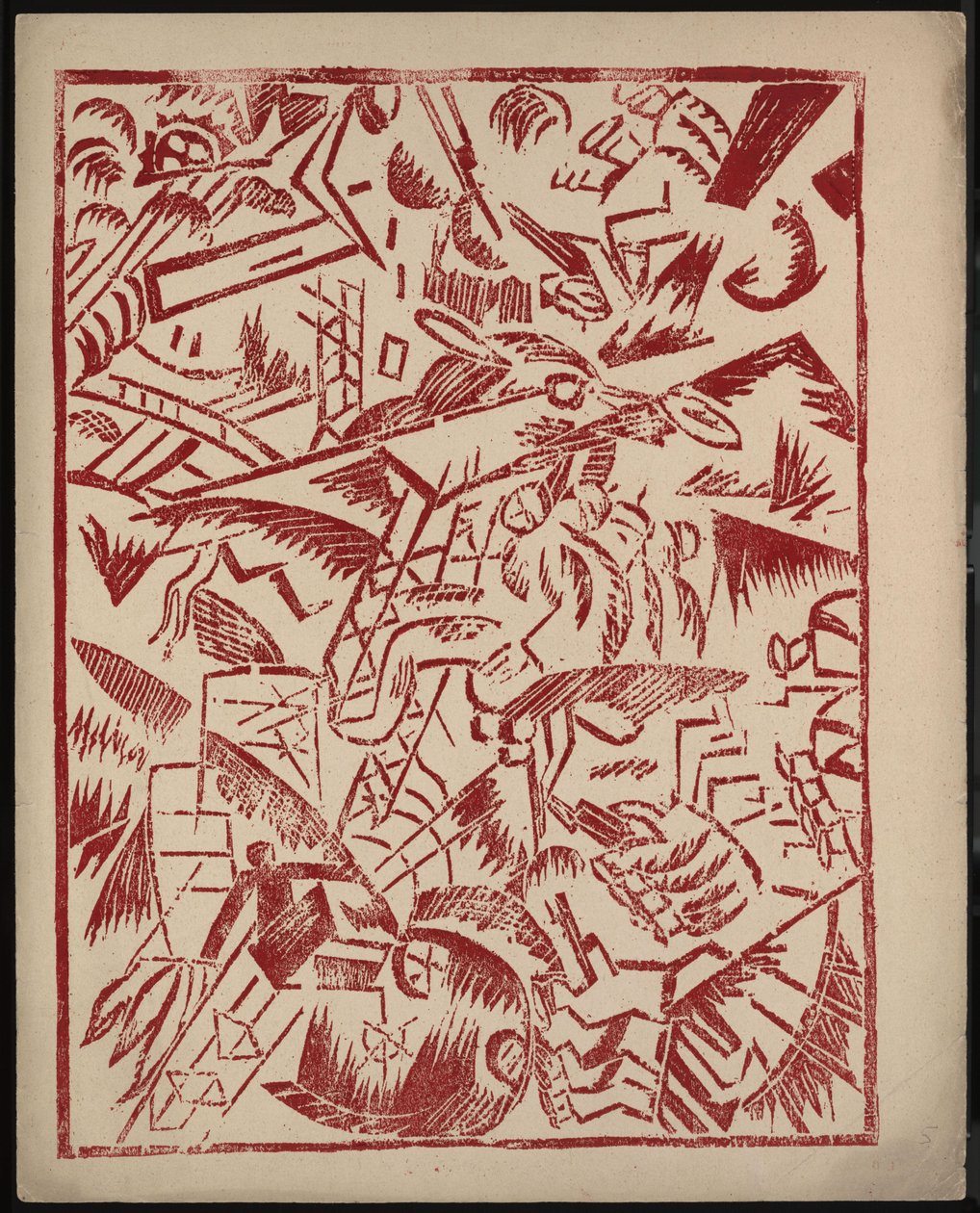 Ilustracja do książki „Wojna” Aleksieja Kruchenycha, 1916 autorstwa Olga Rozanova