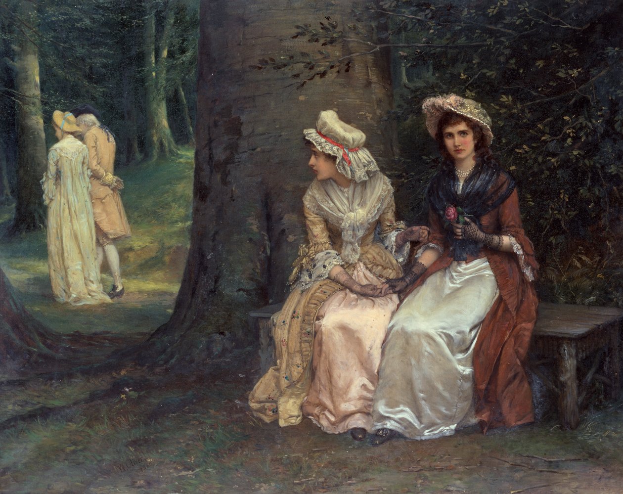 Nieodwzajemniona miłość, scena z dużo hałasu o nic (olej na płótnie) autorstwa Oliver William Williams