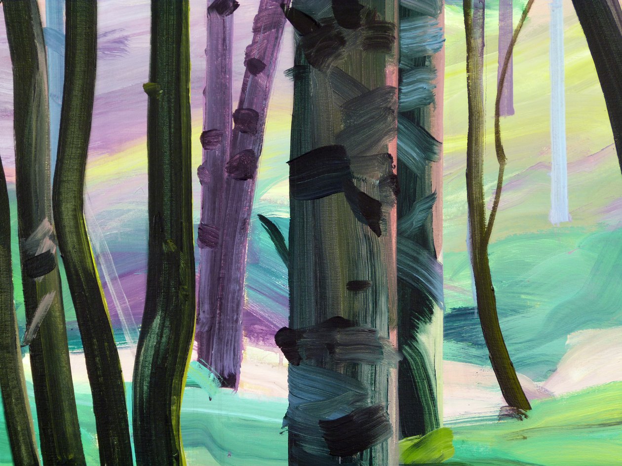 Las 28, detal, 2017 (akryl na płótnie) autorstwa Olivier Morel
