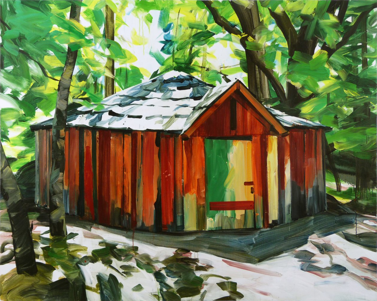 Dom w lesie, 2014 (akryl na płótnie) autorstwa Olivier Morel