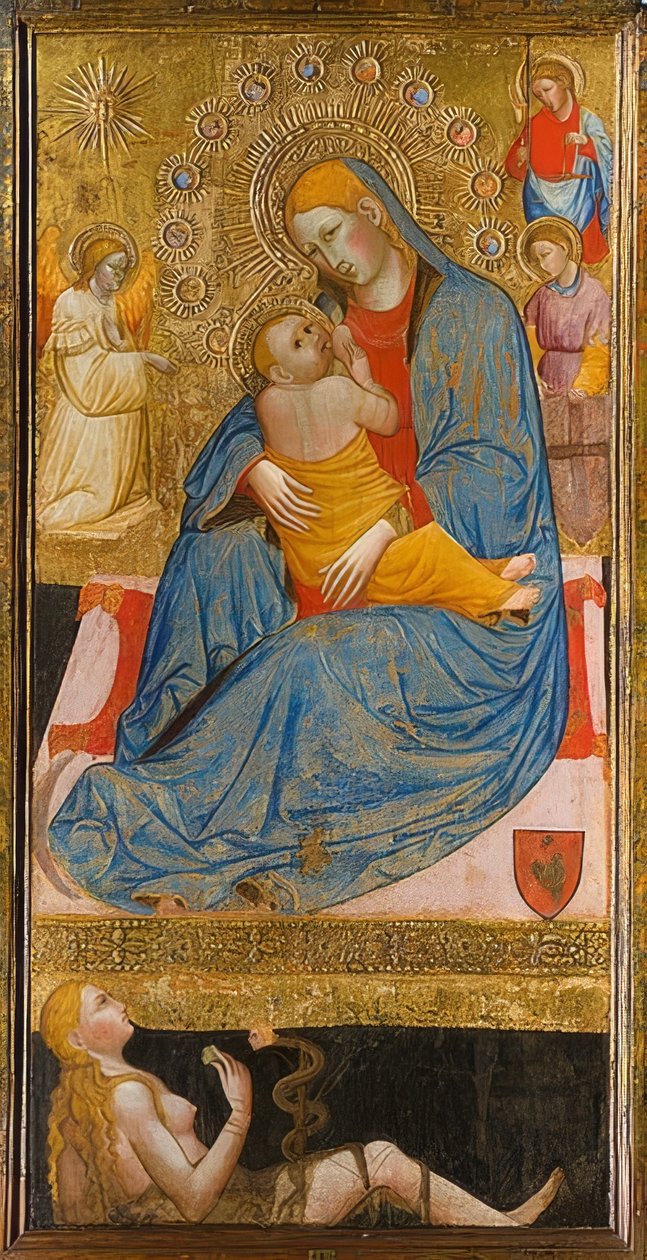 Madonna pokory z kuszeniem Ewy. Około 1400 autorstwa Olivuccio di Ciccarello