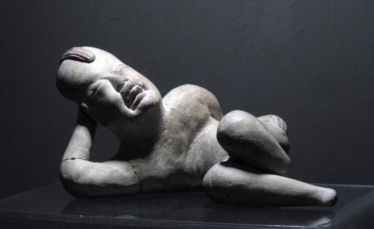 Leżąca figurka dziecka Olmeków, Villa Nueva autorstwa Olmec