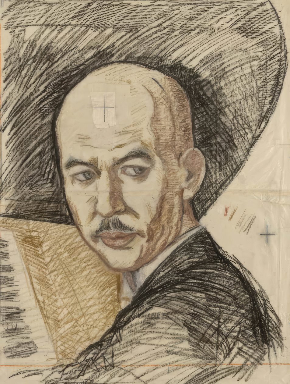 Szkic do grafiki „Portret Yamady Kosaku” autorstwa Onchi Kôshirô