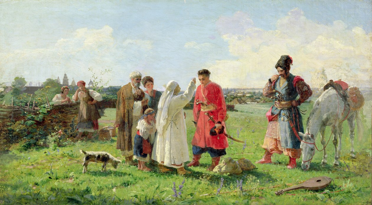 Wyjazd do Gospodarza Zaporoskiego, 1889 r. autorstwa Opanas Georgievich Slastion