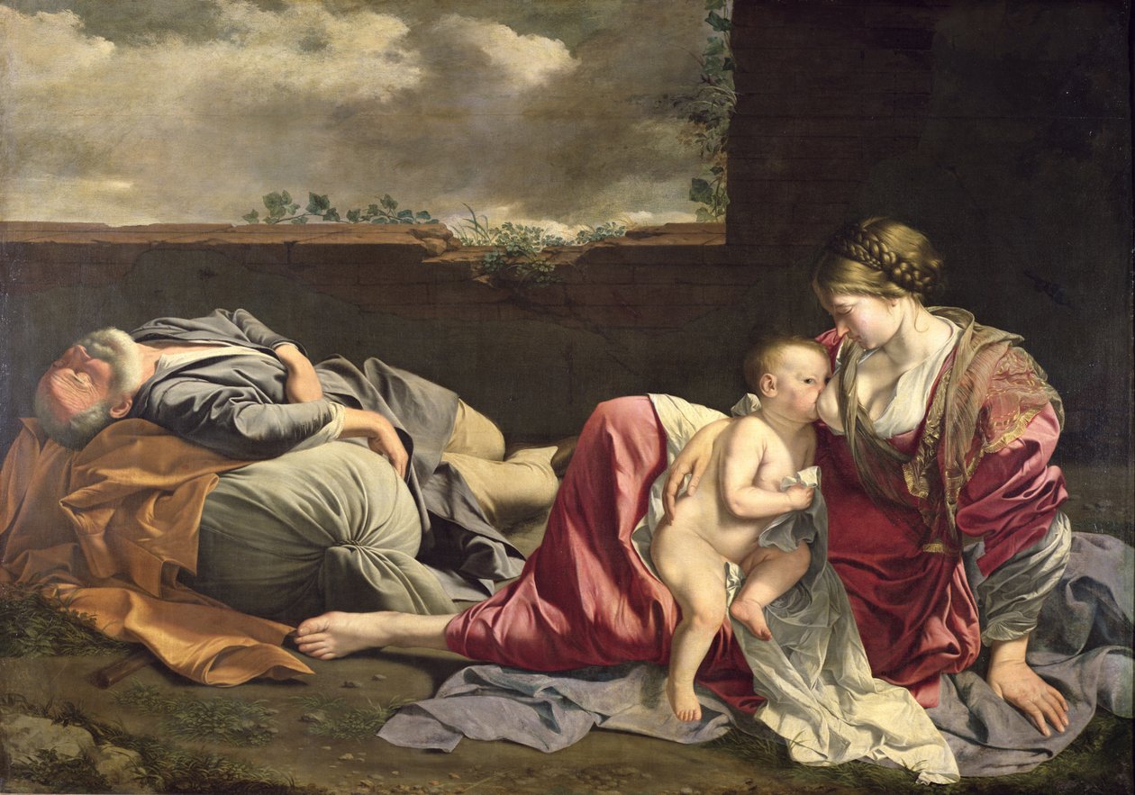 Odpoczynek w ucieczce do Egiptu, 1628 autorstwa Orazio Gentileschi