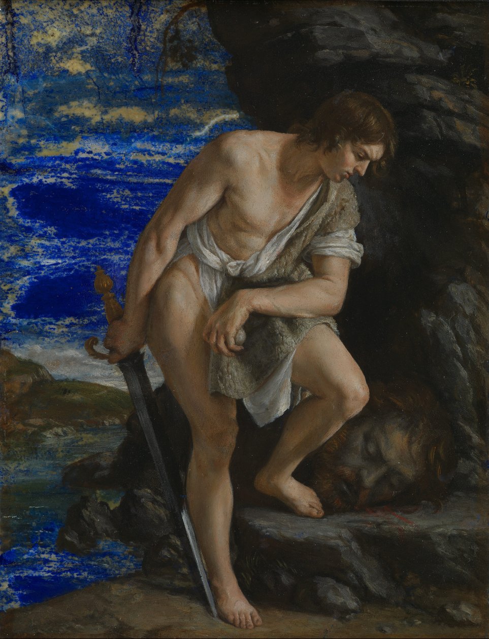 Dawid kontemplujący głowę Goliata autorstwa Orazio Gentileschi