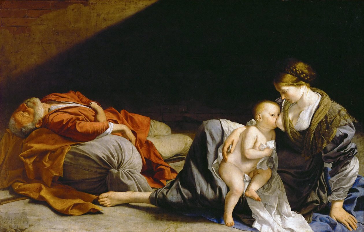 Odpoczynek w ucieczce do Egiptu - Odpoczynek w ucieczce do Egiptu - Orazio Gentileschi (1563-1638). Olej na płótnie, ok. 1625. Format: 138,5x216 cm. Muzeum Historii Sztuki, Wiedeń autorstwa Orazio Gentileschi