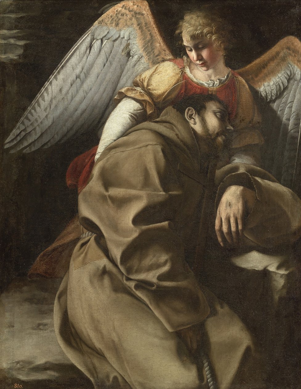 Święty Franciszek podtrzymywany przez anioła, ok. 1607 (olej na płótnie) autorstwa Orazio Gentileschi