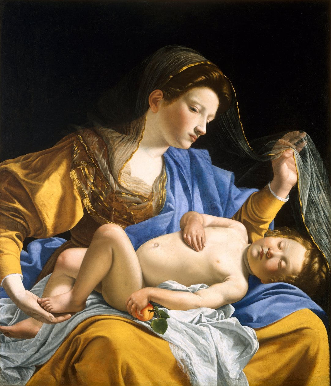 Dziewica z Dzieciątkiem Śpiącym autorstwa Orazio Gentileschi