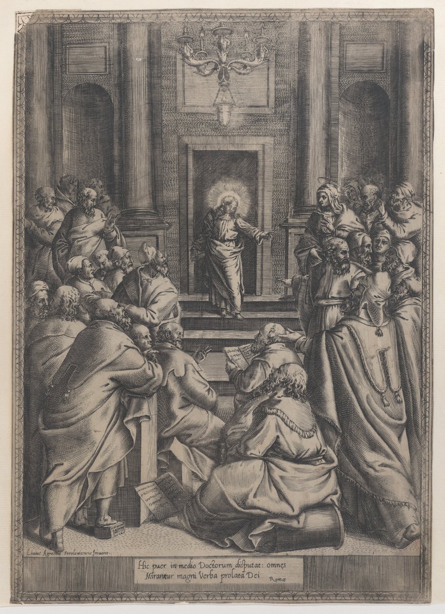 Chrystus spór w świątyni, 1568-77., 1568-77. autorstwa Orazio de Sanctis