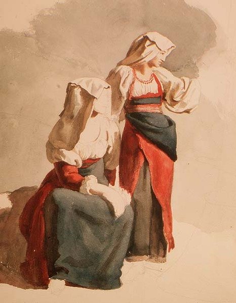 Włoskie chłopki, ok. 1834 (akwarela) autorstwa Orest Adamovich Kiprensky