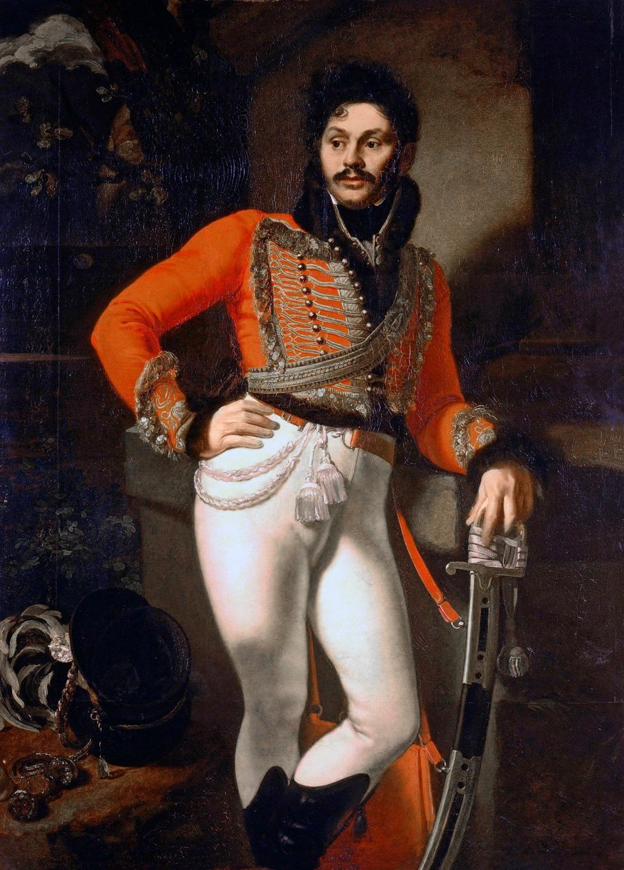 Portret ratownika pułkownika E.V.Davydova autorstwa Orest Kiprensky