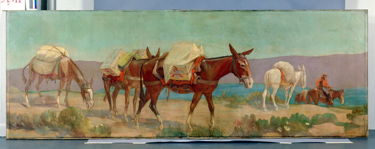 Anheuser-Busch Pack Mules (olej na płótnie) autorstwa Oscar Edward Berninghaus