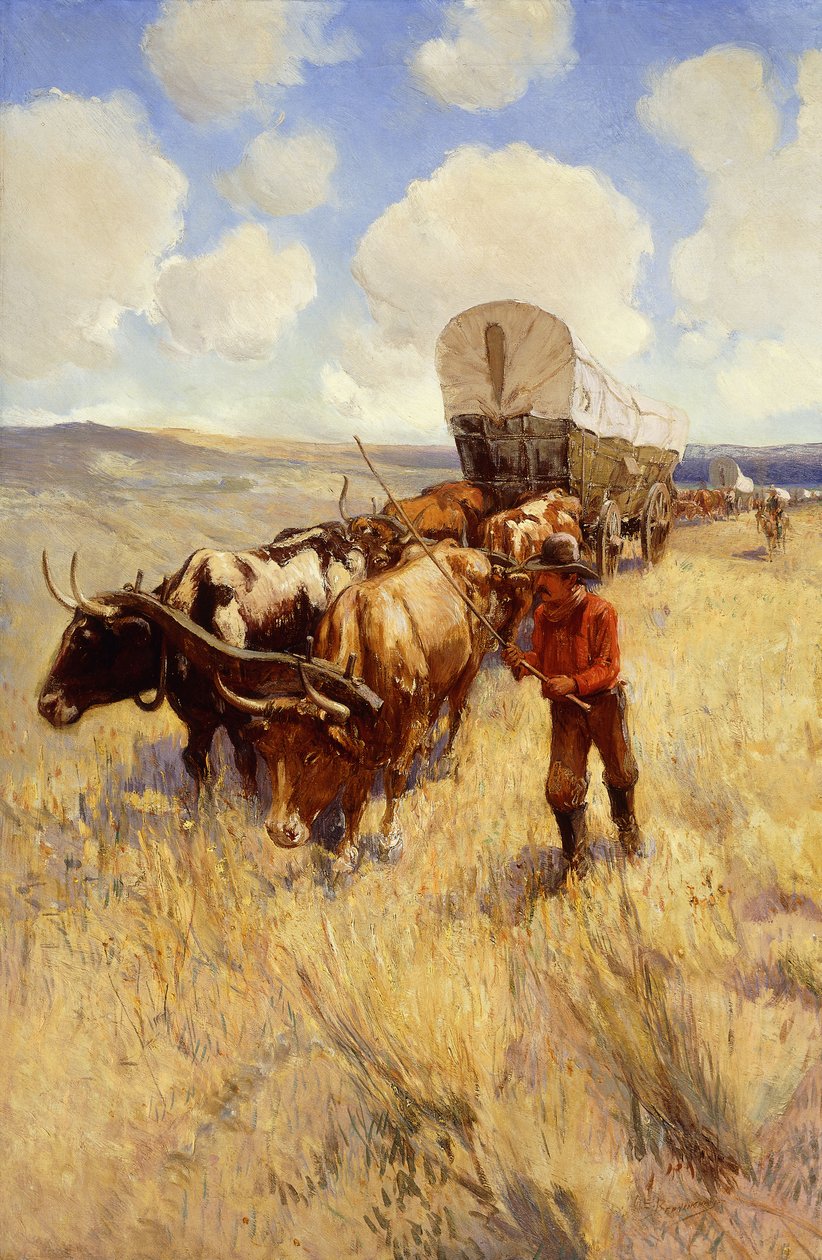 Pociag z wagonami autorstwa Oscar Edward Berninghaus