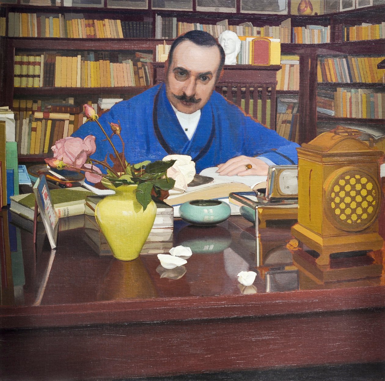 Ugo Ojetti w gabinecie, ok. 1908-09 (olej na płótnie) autorstwa Oscar Ghiglia