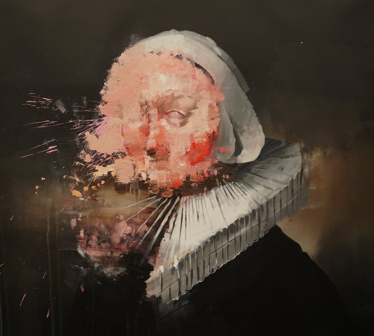 Portret kobiety - według Rembrandta, 2019-25 (akryl i olej na płótnie) autorstwa Oscar Nin