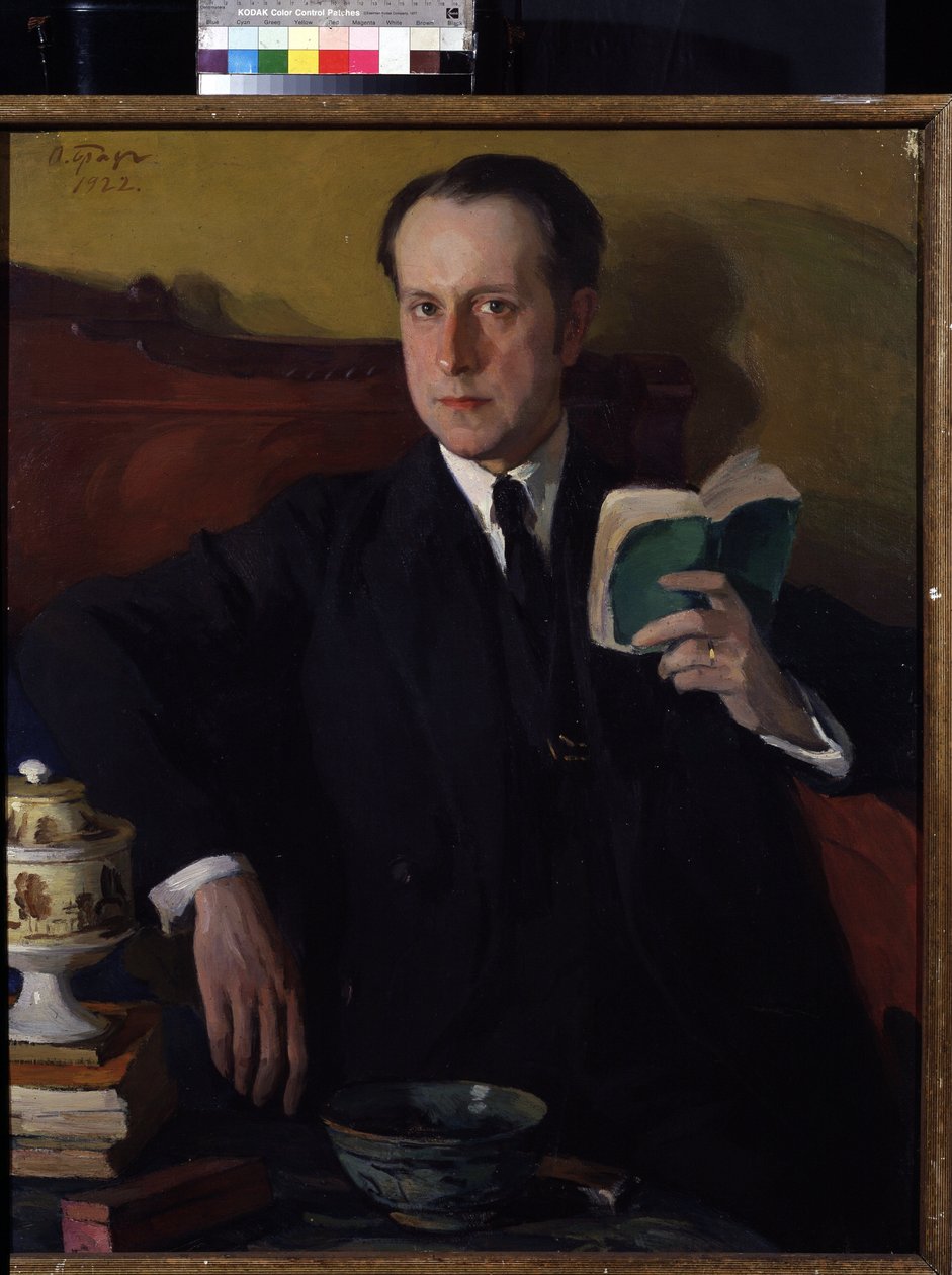 ""Portret litewskiego artysty Mścisława Dobużyńskiego (Dobujinsky) (1875-1957)"" Obraz Osipa Emmanuilovicha Braza (1872-1936) 1922 Muzeum Zbiorów Prywatnych w Muzeum Sztuk Pięknych im. A. Puszkina, Moskwa autorstwa Osip Emmanuilovich Braz
