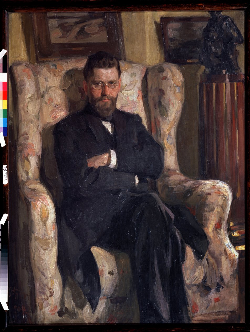 „Portret kolekcjonera sztuki Alexisa (AA) Bakhrushina (1865-1929)” (Portret kolekcjonera Alexeya A. Bakhrushina) Obraz Osipa Emmanuilovicha Braza (1872-1936) 1904 Państwowe Muzeum Sztuki Tula (Toula) autorstwa Osip Emmanuilovich Braz